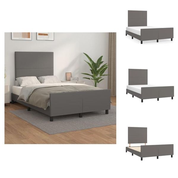 Vidaxl Struttura Letto Con Testiera Grigia 120X200 Cm In Pelle Finta - Letti E Strutture Letto-image