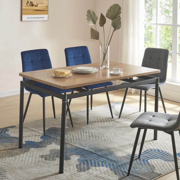Tavolo Da Pranzo 'Hemnes' Per 4 Persone 120 X 70 Cm Gambe In Acciaio Effetto Rovere-image