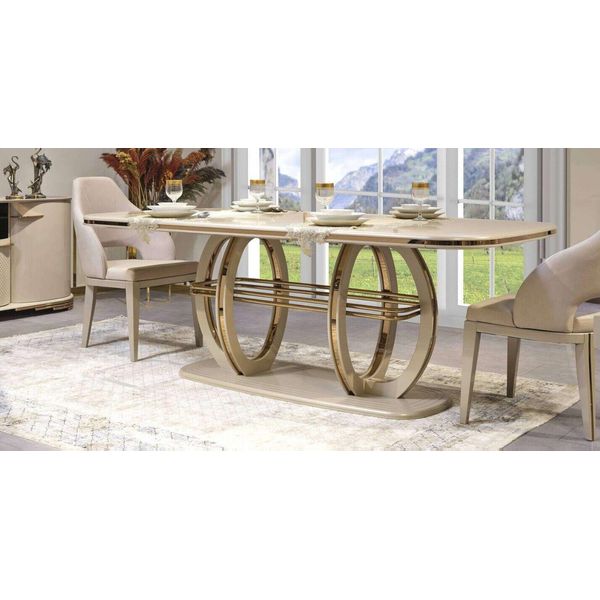 Tavolo Da Pranzo Tavolo Da Sala Da Pranzo Zona Pranzo Mobili Da Sala Da Pranzo Tavolo Legno Oro Beige Jvmoebel-image