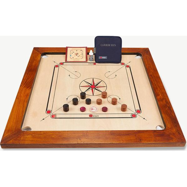 Gioco Carrom Toernament - 12 Kg. Legno Duro India - Con Tavolo E Borsa - ®️Designed Nel Regno Unito - Splendidamente Rifinito - Qualità E Classe - Eco India-image