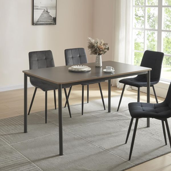 Tavolo Da Pranzo 'Lindesberg' Per 6 Persone 140 X 80 Cm Gambe In Acciaio Grigio-image