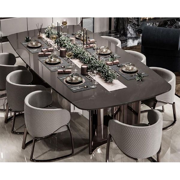 Casa Padrino Tavolo Da Pranzo Grigio / Bronzo 240,5 X 112 X H. 76 Cm - Tavolo Da Cucina Rettangolare - Mobili Per La Sala Da Pranzo - Mobili-image