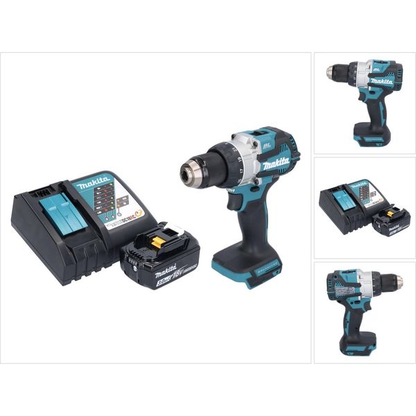 Trapano A Percussione A Batteria Makita Dhp 489 RF1 18 V 73 Nm Brushless + 1X Batteria Ricaricabile 3,0 Ah + Caricabatterie-image