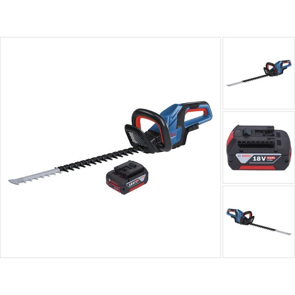 Bosch Ghe 18V-60 Tagliasiepi Professionale A Batteria 18 V 60 Cm Senza Spazzole + 1X Batteria 4,0 Ah - Senza Caricabatterie-image