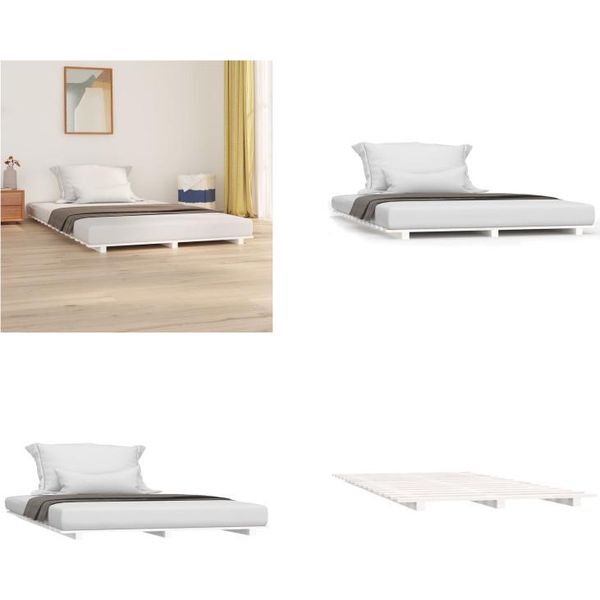 Vidaxl Letto In Legno Massiccio Bianco 140X190 Cm Pino - Struttura Letto - Letto - Letto Camera Da Letto-image