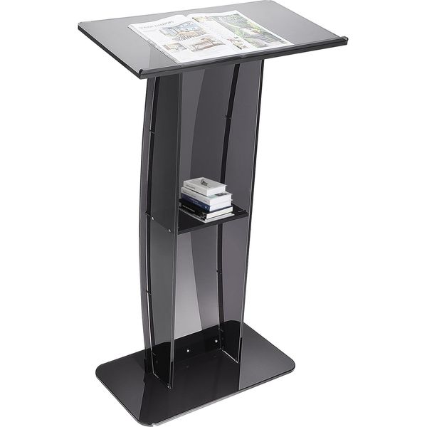 Vevor Leggio Leggio 685 X 330 X 1198 Mm, Podio Con Ampia Superficie Di Lettura E Ripiano Portaoggetti, Scrivania In Piedi Per Chiesa, Ufficio, Scuola, Podio Nero Capacità Di Carico 30 Kg-image