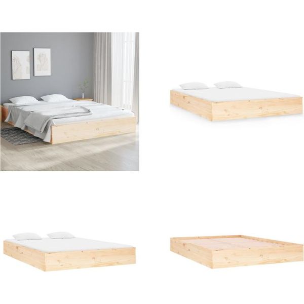 Vidaxl Letto In Legno Massiccio 135X190 Cm - Struttura Letto - Letto - Struttura Letto In Legno-image
