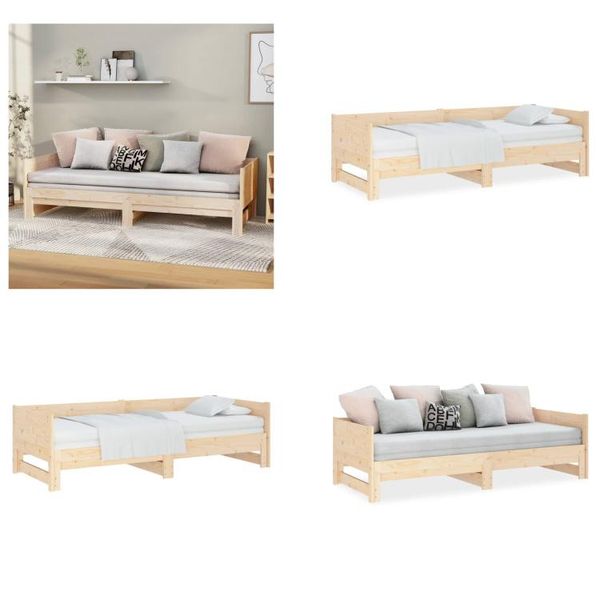 Vidaxl Letto Da Giorno Allungabile In Pino Massiccio 2X(90X190) Cm - Letto Da Giorno Allungabile - Letti Da Giorno Allungabili - Letto Da Giorno In Legno - Letto Da Giorno In Legno Massiccio-image