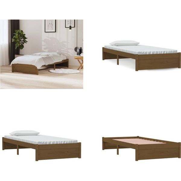 Vidaxl Letto In Legno Massiccio Marrone Miele 90X200 Cm - Struttura Letto - Letto - Struttura Letto In Legno-image
