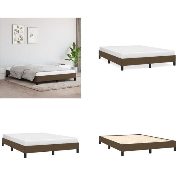 Vidaxl Struttura Letto Marrone Scuro 140X190 Cm In Tessuto - Struttura Letto - Cornici Letto - Struttura Letto - Letto-image