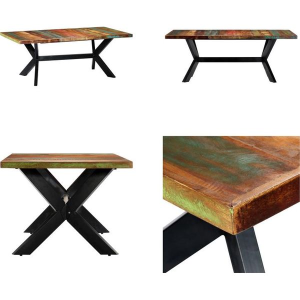 Vidaxl Tavolo Da Pranzo 200X100X75 Cm In Legno Massiccio Antico - Tavolo Da Pranzo - Tavoli Da Pranzo - Tavolo Da Pranzo In Legno - Tavoli Da Pranzo In Legno-image