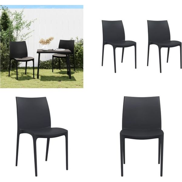 Vidaxl Sedie Da Giardino 2 Pz. Antracite 50X46X80 Cm In Polipropilene - Sedia Da Giardino - Sedie Da Giardino - Sedia Da Giardino - Sedia Da Patio-image