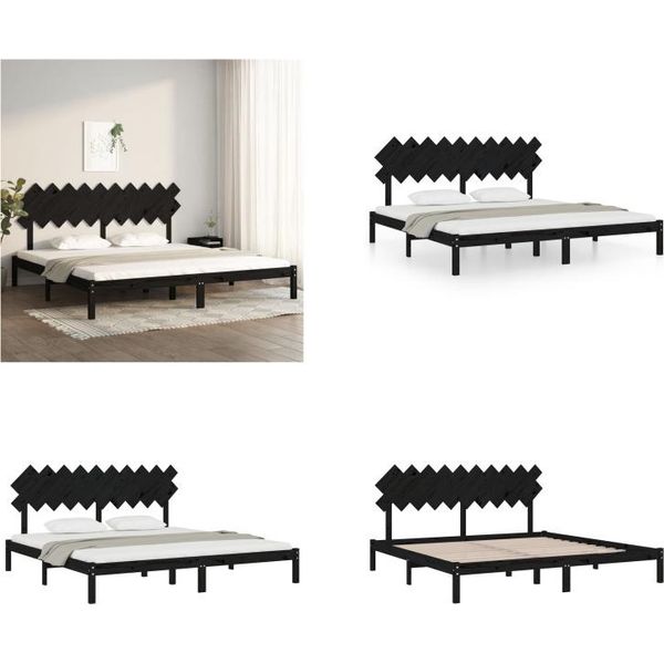 Vidaxl Letto In Legno Massiccio Nero 200X200 Cm - Struttura Letto - Letto - Letto - Letto In Legno-image
