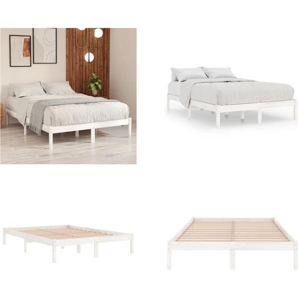 Vidaxl Letto In Legno Massiccio Di Pino Bianco 140X200 Cm - Struttura Letto - Struttura Letto In Legno - Letto - Letti-image