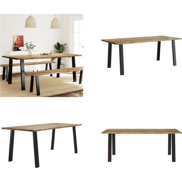 Vidaxl Tavolo Da Pranzo 200X90X75 Cm In Legno Massiccio Di Acacia - Tavolo Da Pranzo - Tavoli Da Pranzo - Tavolo - Tavolo Da Sala Da Pranzo-image