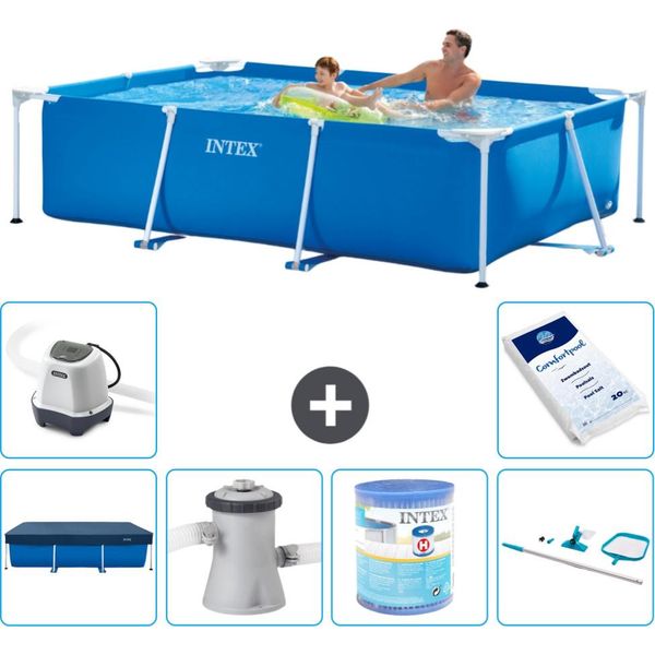Piscina Intex Con Struttura Rettangolare - 260 X 160 X 65 Cm - Blu - Include Copertura - Pompa Filtro Per Piscina - Filtro - Kit Di Pulizia - Sistema Di Acqua Salata -Per Piscina-image