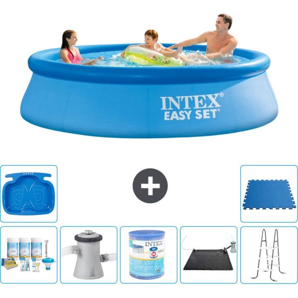 Piscina Gonfiabile Rotonda Intex Easy Set - 305 X 76 Cm - Blu - Pacchetto Manutenzione Incluso - Pompa Filtro Per Piscina - Filtro - Tappetino Solare - Scaletta - Pediluvio-image