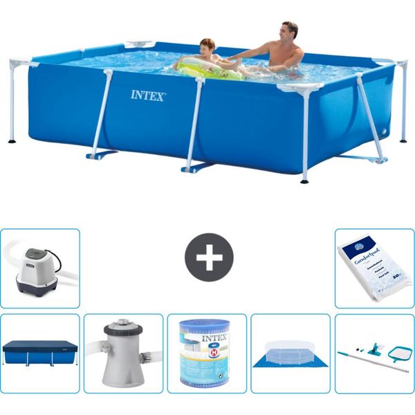 Piscina Intex Con Struttura Rettangolare - 260 X 160 X 65 Cm - Blu - Include Copertura - Pompa Filtro Per Piscina - Filtro - Copertura Del Terreno - Kit Di Pulizia - Sistema Ad Acqua Salata-image