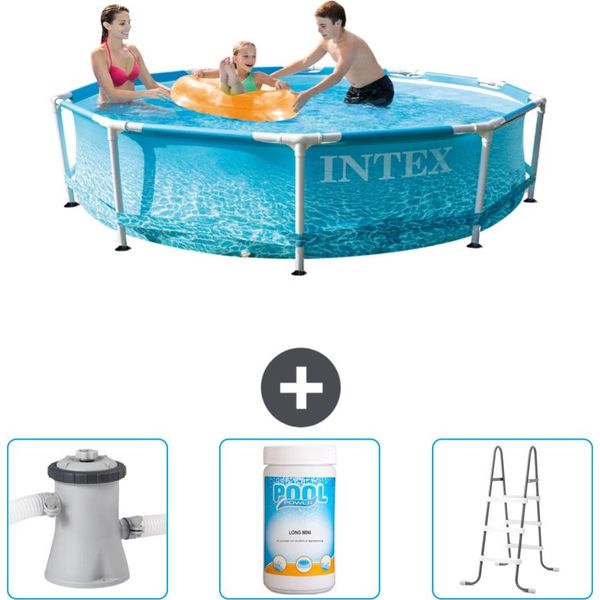 Piscina Intex Con Struttura Rotonda - 305 X 76 Cm - Pressione Dell'acqua - Pompa Filtro Per Piscina Inclusa - Cloro - Scaletta-image