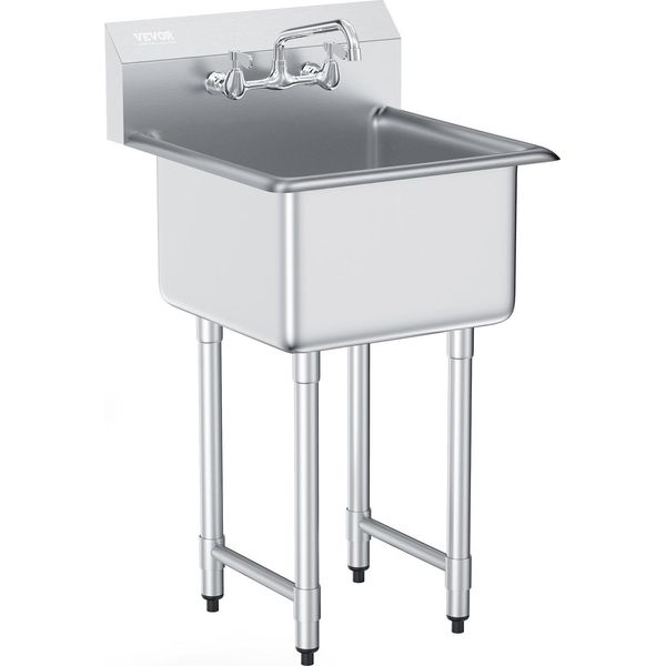 Vevor Lavello In Acciaio Inox Lavello Commerciale 533,4X457X1041Mm Rubinetto-image