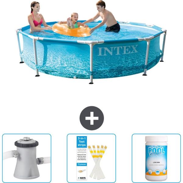 Piscina Intex Con Struttura Rotonda - 305 X 76 Cm - Pressione Dell'acqua - Pompa Filtro Per Piscina Inclusa - Strisce Reattive - Cloro-image