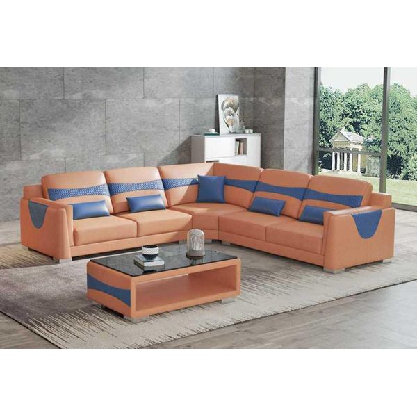 Arancione Design Set Angolare Divano In Pelle A L-image