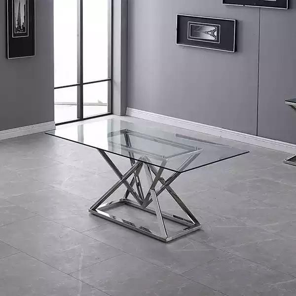 Sala Da Pranzo Di Design Tavolo Moderno In Vetro Tavoli In Acciaio Inox Struttura In Acciaio Inox-image