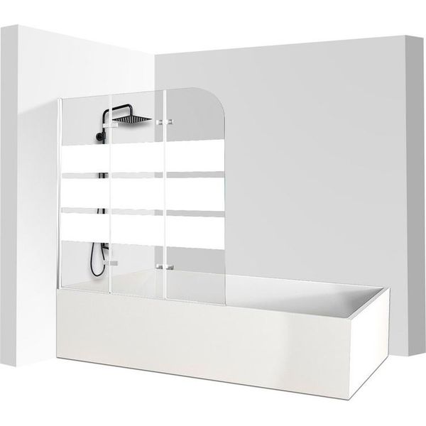 Jopassy Bagno Allegato Cabina Doccia Schermo Pieghevole Vasca Da Bagno Doccia Schermo In Vetro 6 Mm Nano Easy Clean 180 ° Esg Vetro Trasparente 3 Pezzi Pieghevole 120 * 140 Cm Bianco-image