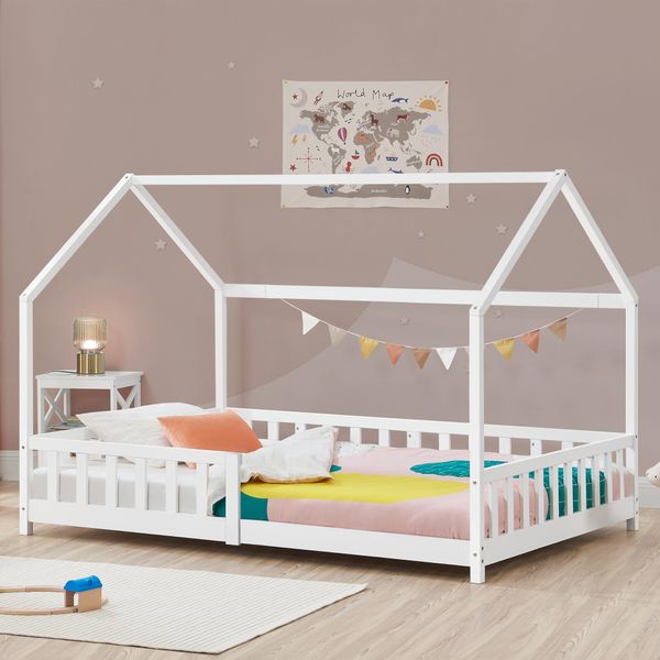 Letto Per Bambini 'Hesel' Con Rete A Doghe Anticaduta 90 X 200 Cm Bianco-image