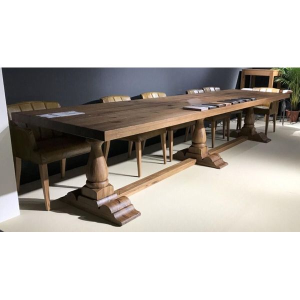 Casa Padrino Tavolo Da Pranzo In Legno Massiccio Stile Country Marrone 400 Cm-image