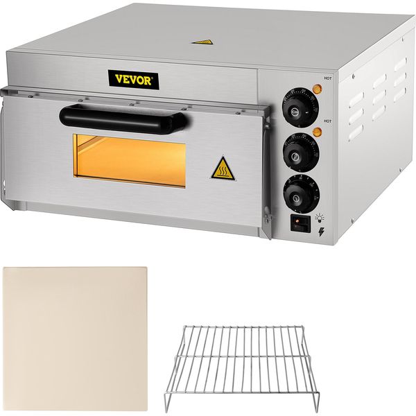 Vevor Mini Forno, 36 Cm Forno Elettrico Professionale Per Pizza Da 2000 W, Due Impostazioni Di Temperatura Forno Gastro, Pietra Per Pizza E Ripiano Forno Gastro In Pietra, Pane, Torte, Torte Ecc.-image