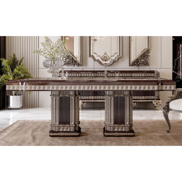 Casa Padrino Tavolo Da Pranzo Barocco Marrone Scuro/Grigio 250 Cm-image