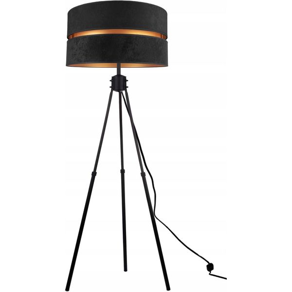Lampada Da Terra Soggiorno Nero-Oro Lampada Da Terra Treppiede Design Moderno E27 Della Serie N340 (N340-SS)-image