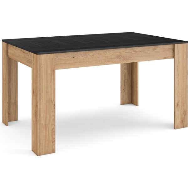 Tavolo Da Pranzo, 140X90X76Cm, Per 6 Persone, Tavolo Cucina, Nero E Rovere-image