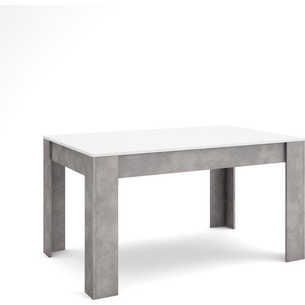 Tavolo Da Pranzo, 140X90X76Cm, Per 6 Persone, Tavolo Cucina, Bianco E Cemento-image