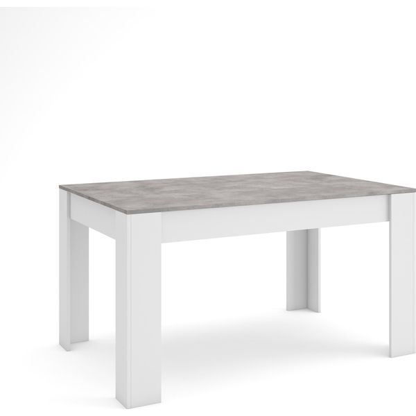 Tavolo Da Pranzo, 140X90X76Cm, Per 6 Persone, Tavolo Cucina, Cemento E Bianco-image