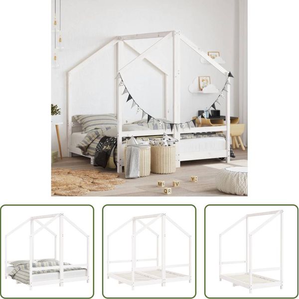 The Living Store Lettino Bianco 2X(70X140) Cm In Legno Di Pino Massiccio-image