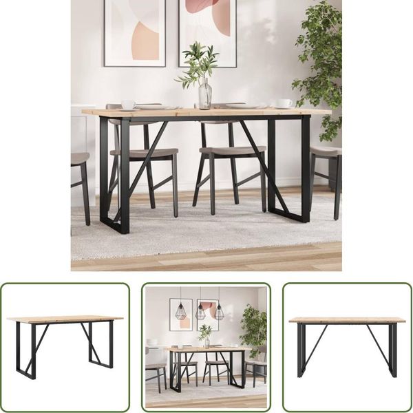 The Living Store Tavolo Da Pranzo O-Frame 140X80X75,5 Cm In Pino Massiccio E Ghisa-image