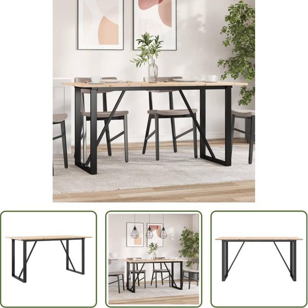 The Living Store Tavolo Da Pranzo O-Frame 140X80X75 Cm In Pino Massiccio E Ghisa-image