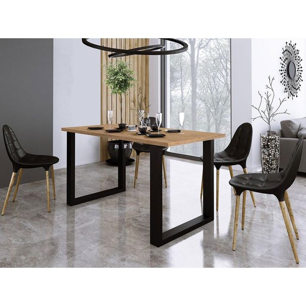 Tavolo Da Pranzo Rettangolare Imper 1 - Rovere Lancelot / Nero Opaco-image