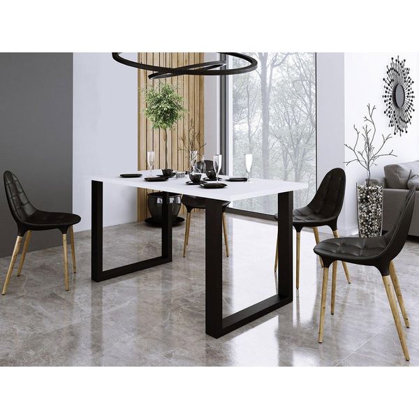 Tavolo Da Pranzo Rettangolare Imper 1 - Bianco / Nero Opaco-image