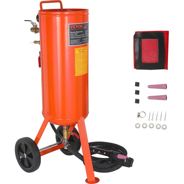 Sabbiatrice Mobile Vevor Unità Di Sabbiatura Da 37 L Tubo Flessibile Di Lavoro Da 2,3 M Sabbiatrice Con Pressione Di Lavoro Di 60-110 Psi Ideale Per La Rimozione Di Ruggine, Vernice, Macchie E La Lucidatura Di Grandi Superfici-image