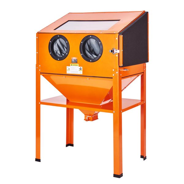 Vevor Cabina Di Sabbiatura Da 60 Galloni, Cabina Di Sabbiatura Da 40-120 Psi Con Supporto, Robusta Sabbiatrice In Acciaio Con Pistola Di Sabbiatura E 4 Ugelli In Ceramica Per La Rimozione Di Vernice, Macchie E Ruggine-image