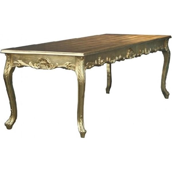 Casa Padrino Tavolo Da Pranzo Barocco Con Piano In Vetro Oro 140 Cm - Arredo Sala Da Pranzo Barocco-image