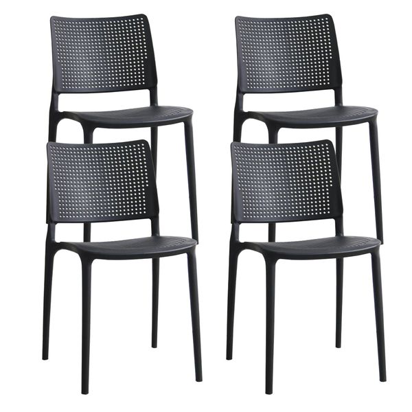 Set Di 4 Sedie Da Giardino In Plastica Nera - Oviala Riga-image