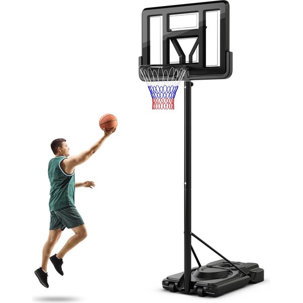 Costway Canestro Da Esterno, Supporto Per Pallacanestro 170-305Cm Regolabile In Altezza Con Supporto E 2 Ruote-image