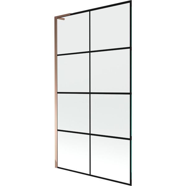 Mexen Next L Paratia Per Vasca Da Bagno A 1 Anta 100 X 150 Cm, Griglia Nera, Oro Rosa - 895-100-000-03-77-60-image