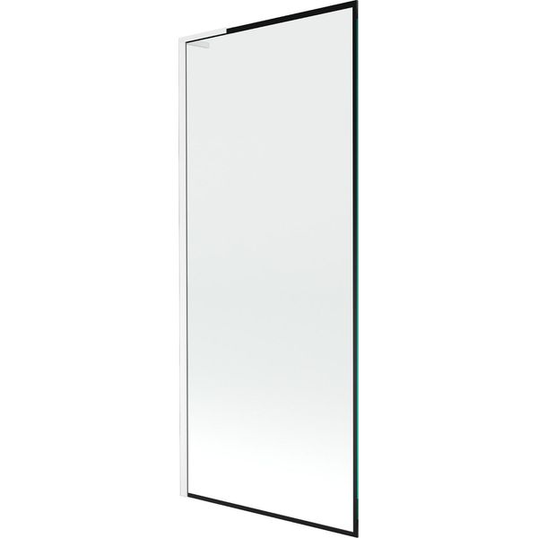 Mexen Next L Paravento Da Vasca Da Bagno A 1 Anta 80 X 150 Cm, Cornice Nera, Bianco - 895-080-000-03-70-20-image