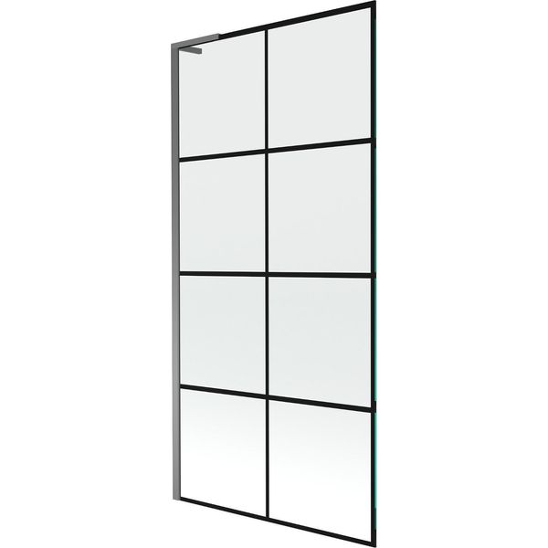 Mexen Next L Paratia Per Vasca Da Bagno A 1 Anta 90 X 150 Cm, Griglia Nera, Gun Metal - 895-090-000-03-77-95-image
