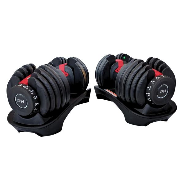 Ph Fitness Set Di Manubri Regolabili 24KG - 2 Pezzi - Manubri Intelligenti - Manubri Regolabili Da 2,5 A 24 Kg - Set Completo Di Manubri 15 In 1-image